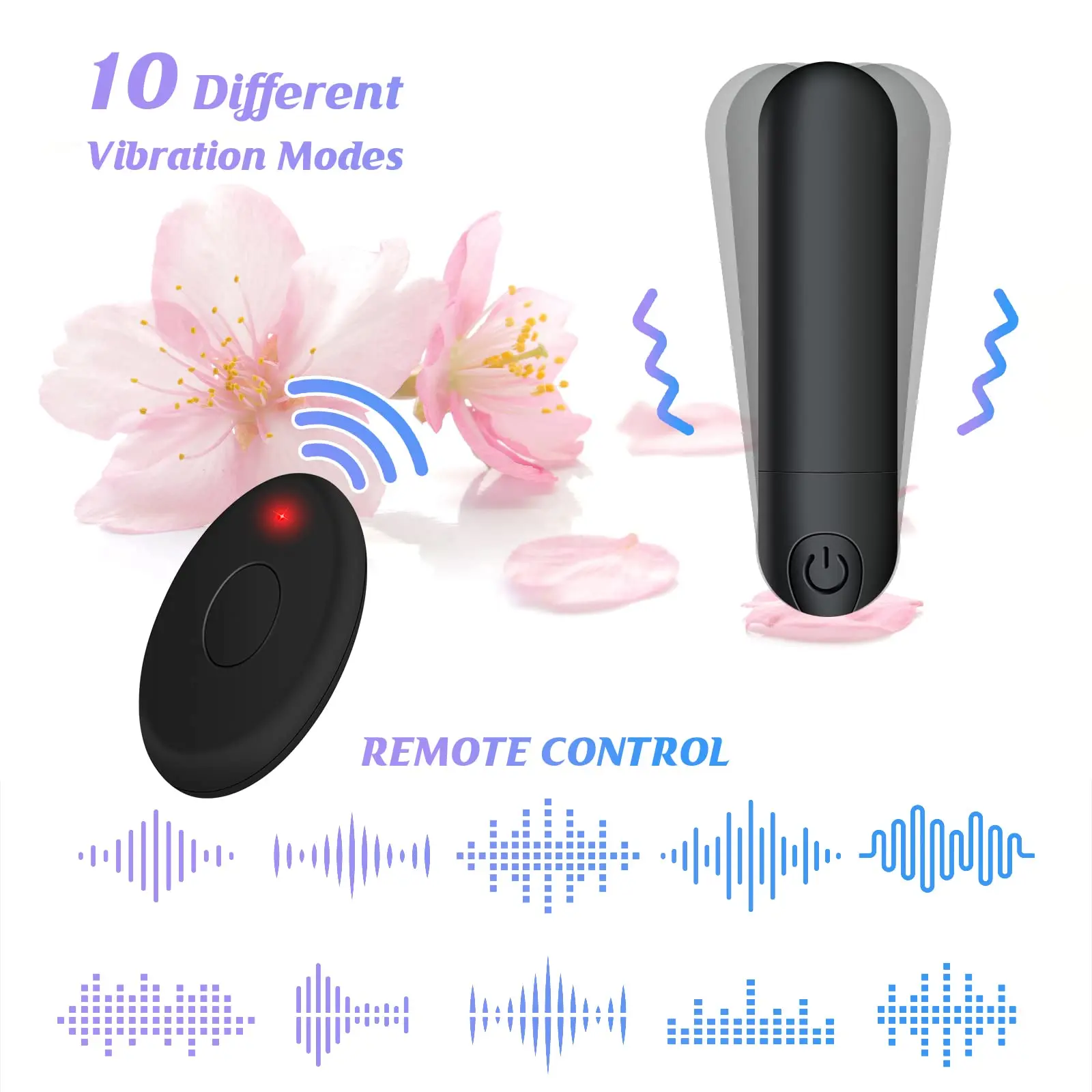 Vibrador de controle remoto para mulheres, USB recarregável, impermeável, lança vibratória, brinquedos adultos, viagem, preto, 10 velocidades