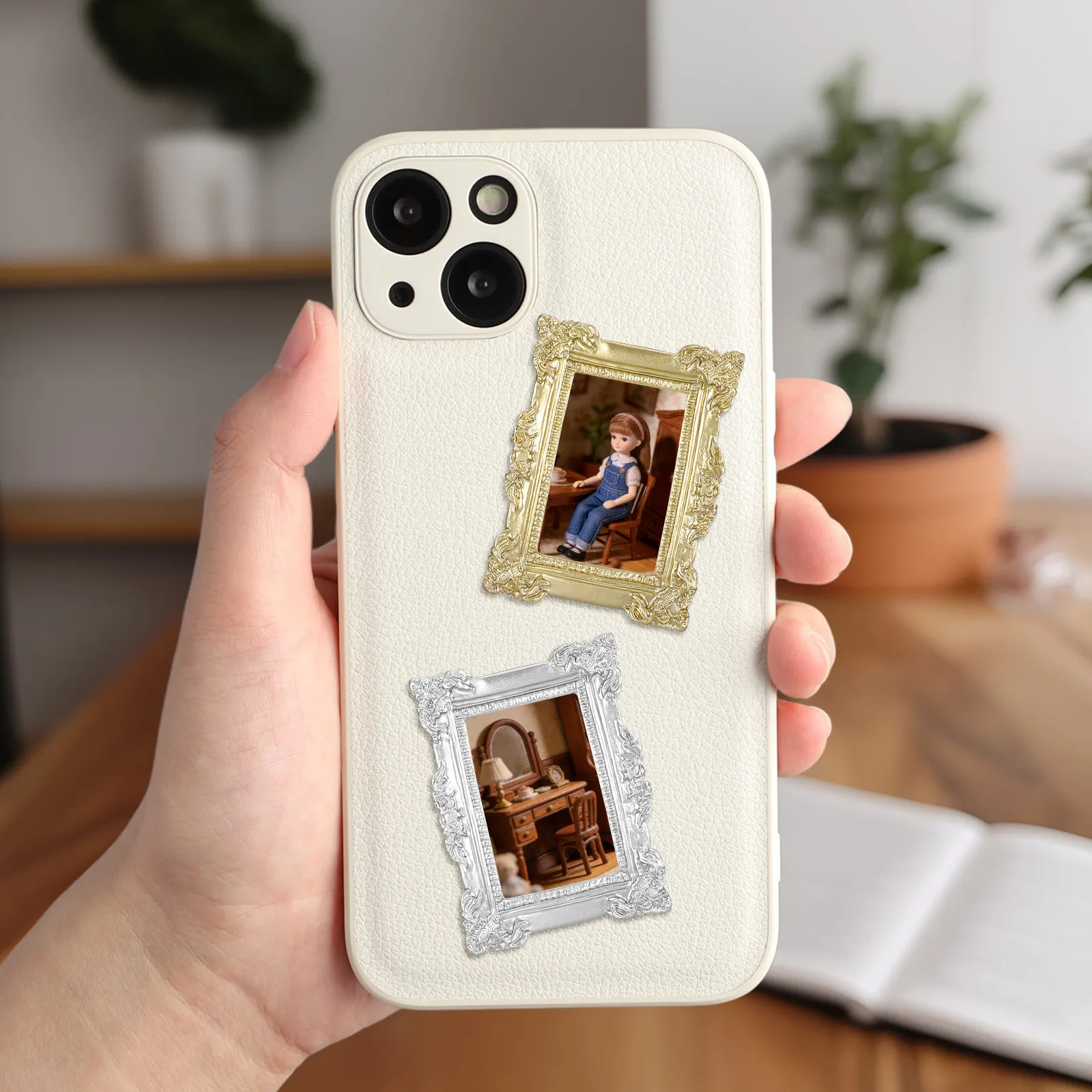 6Pcs Retro Miniature Photo Frames Resin DIY Crafts Phone Case Decor Vintage Picture Frame Small Resin Frame for Decoration view 6