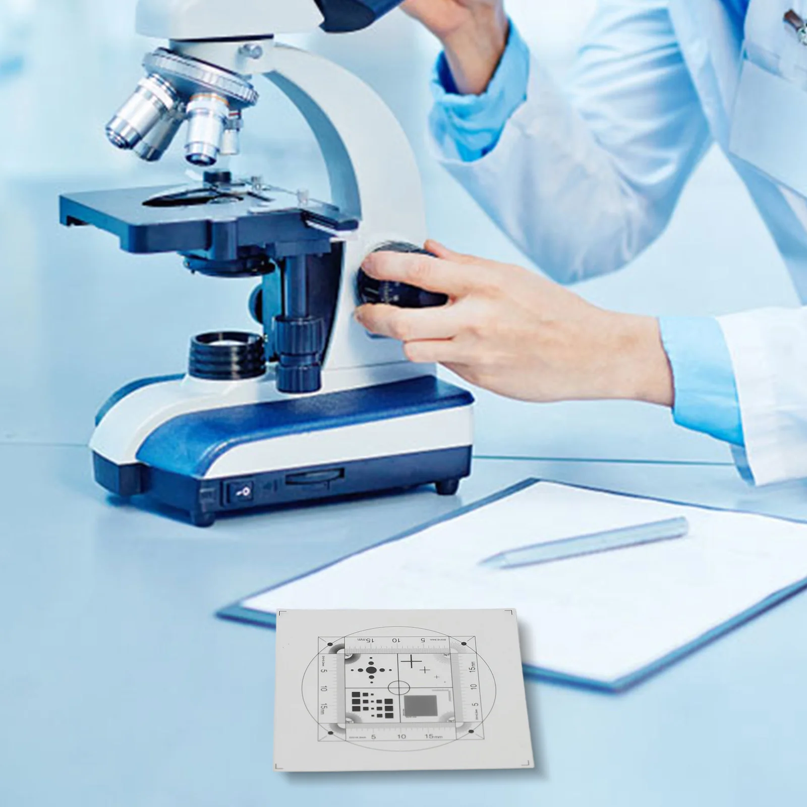 1pc Microscope Calibration Transparent Flexible Film PET Microscope Micrometer Measurement Grid Scale Dot Crosshair Graticule