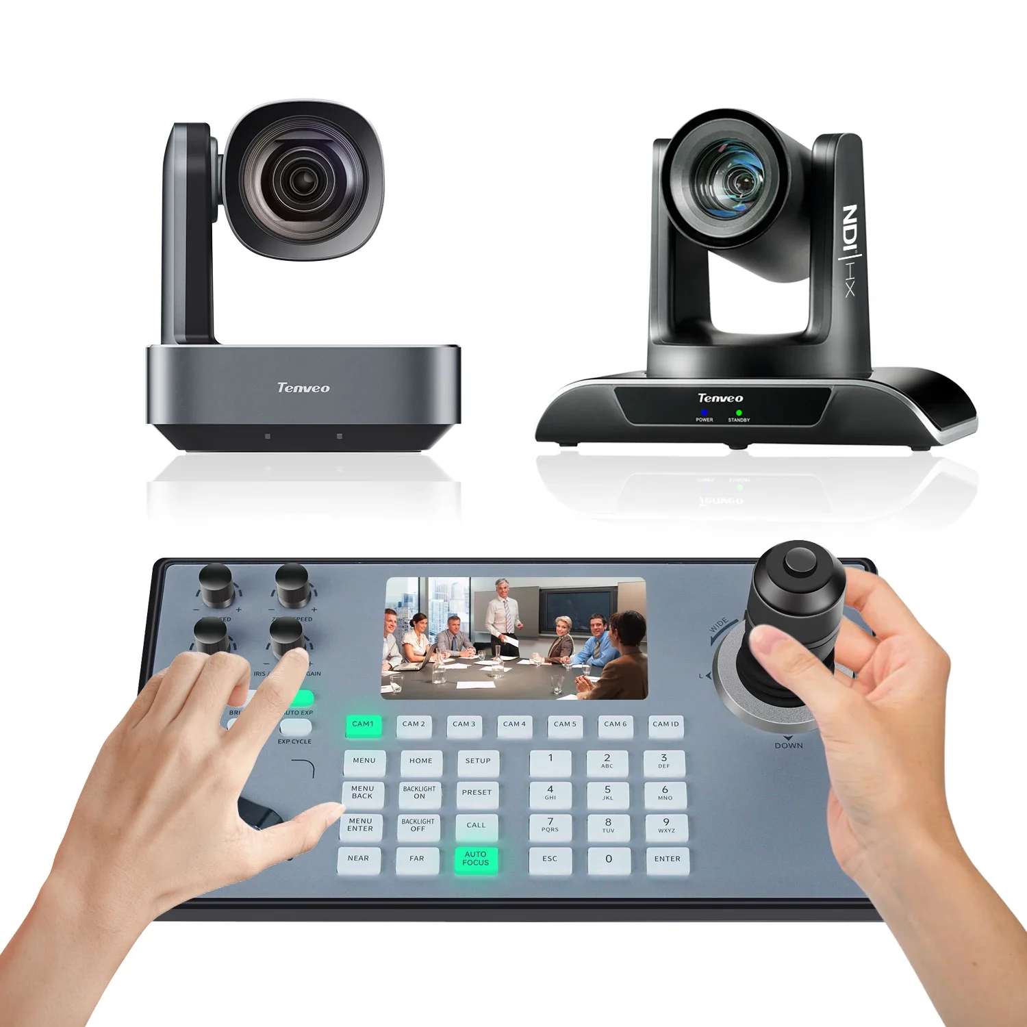

2025 TENVEO 2 PTZ CAMERAS 12X and 20X Optical Zoom.USB3.0 HDMI SDI LAN OUTPUT With 4D Joystick Controller for Live Streaming