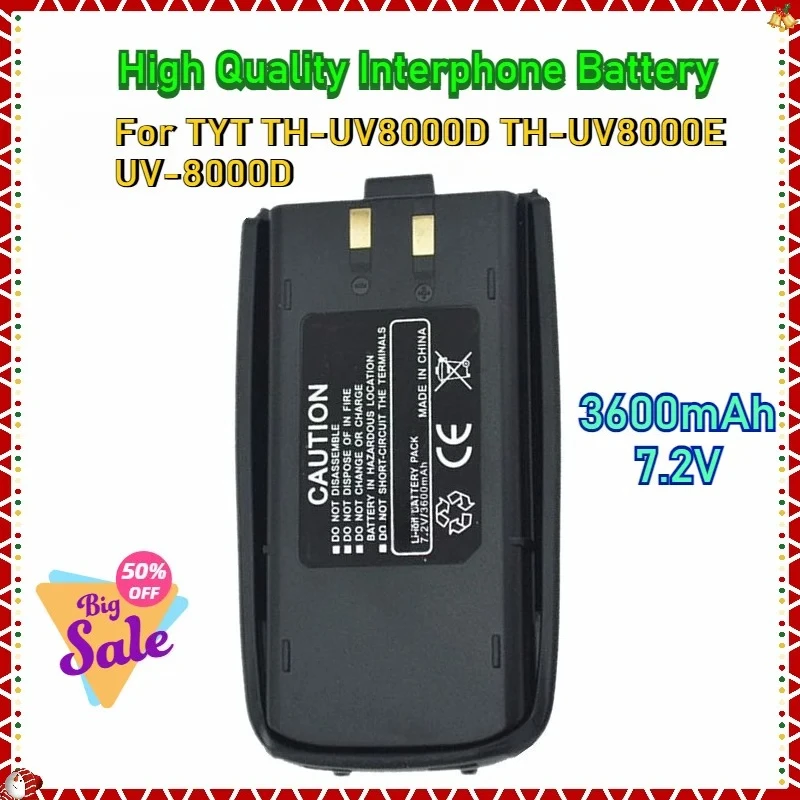 3600mAh 7.2V Batterie for TYT TH-UV8000D Support Type-C Charge Eddie Ion Batterie Pack Pour TH-UV8000E TC-8000 LB-75L Radio