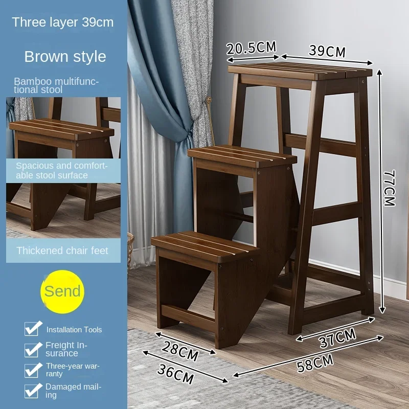 Household Solid Wood Ladder Chair Ladder Chair Folding Dual-use Ladder Stool Indoor Climbing Pedal Stair Multi-function