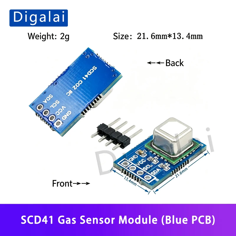 SCD40 SCD41 Gas Sensor Module CO2 Carbon Dioxide Temperature Humidity 2‑in‑1 I2C Communication For Arduino DIY Project