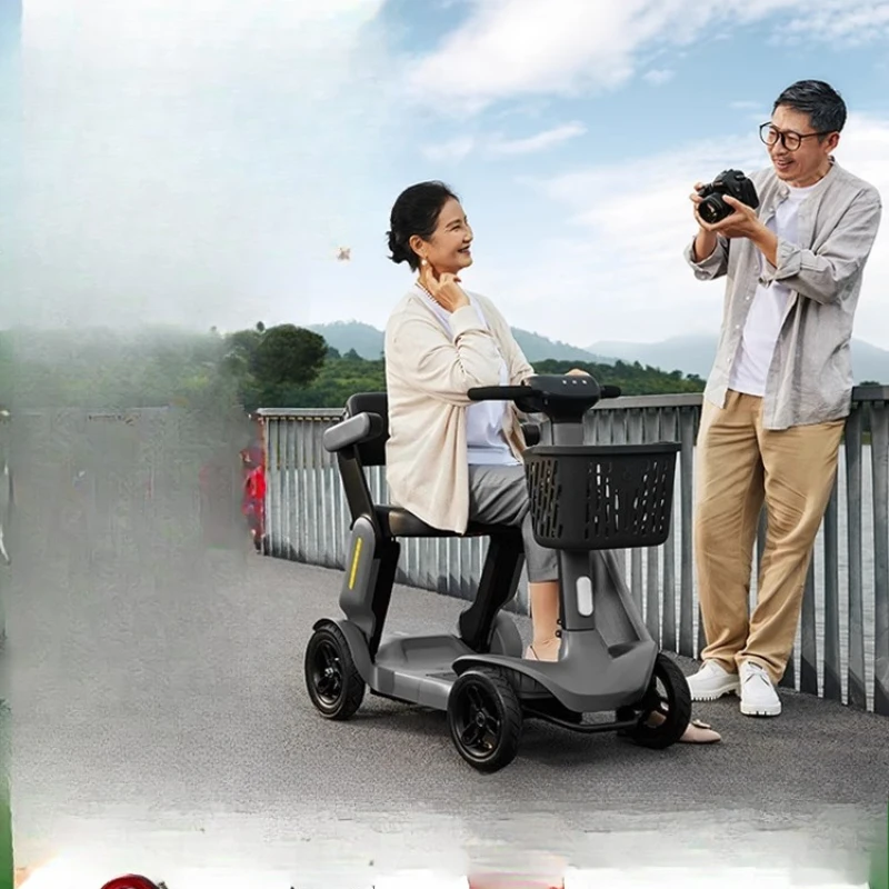 

Elderly scooter Elderly electric four-wheeler Foldable battery car Mobile phone Zhilian remote visual