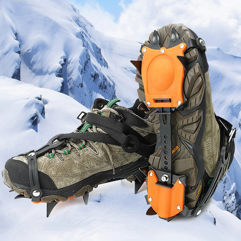 Outdoor Anti-Slip Climbing Crampons, Ice Claws, Snow Gripper, Hiking Shoe, Boot Chain, Spike, 10 Teeth, Winter