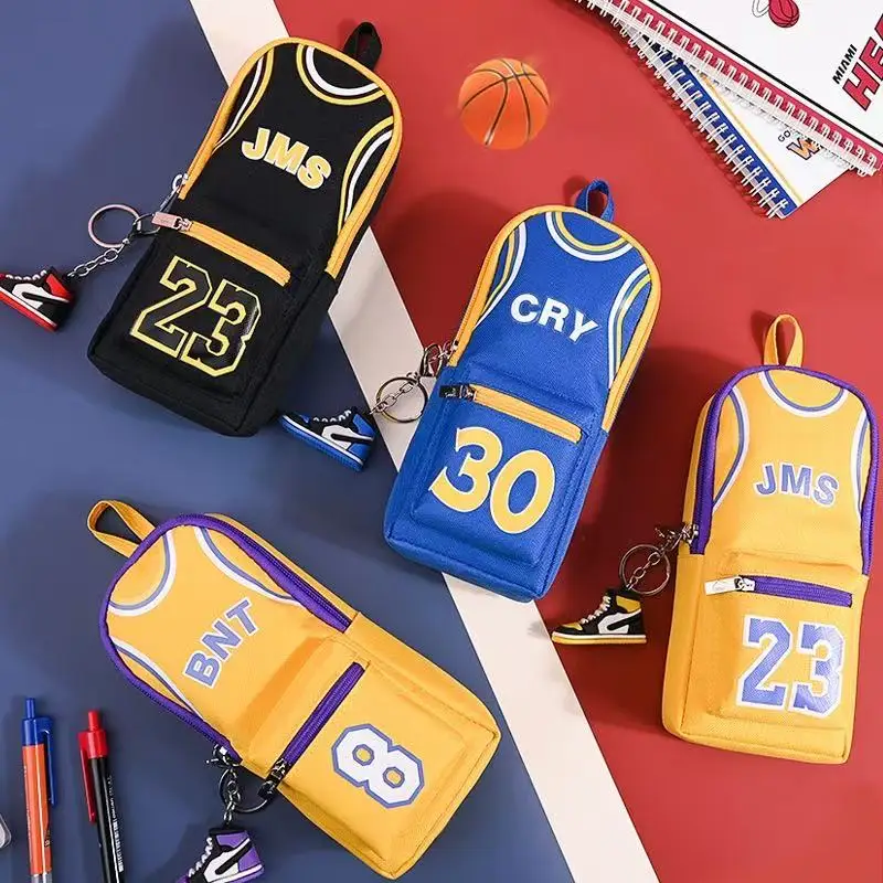 

High-Velocity Stars Pencil Case Large Capacity Cute Stationery Bag for Students Basketball Football Sports Style Design