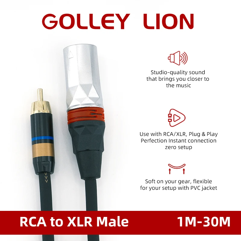 Hifi RCA To XLR Audio Cable for DAC TV AMP Speaker Amplifier Cable High Quality OFC 3Pin XLR Male/Female To RCA Male Cable