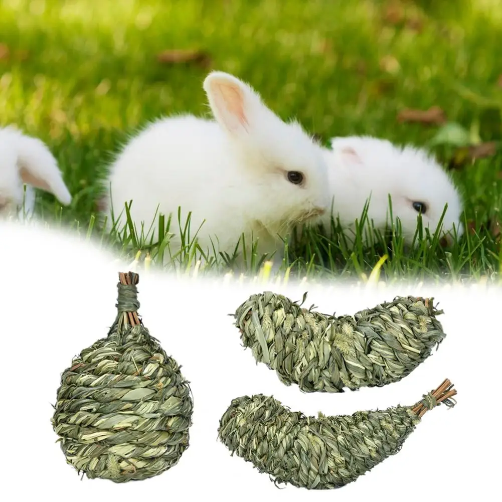 Multi-functional Pet Bite Toy Lightweight Natural Grass Healthy Pet Chew Toy Relieve Boredom