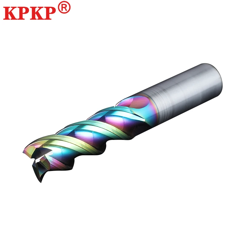 HRC55 3Flute DLC Colorful Coating U-groove White stee Aluminum Milling Cutter Tungsten Steel Carbide CNC Machinery Endmill Tools