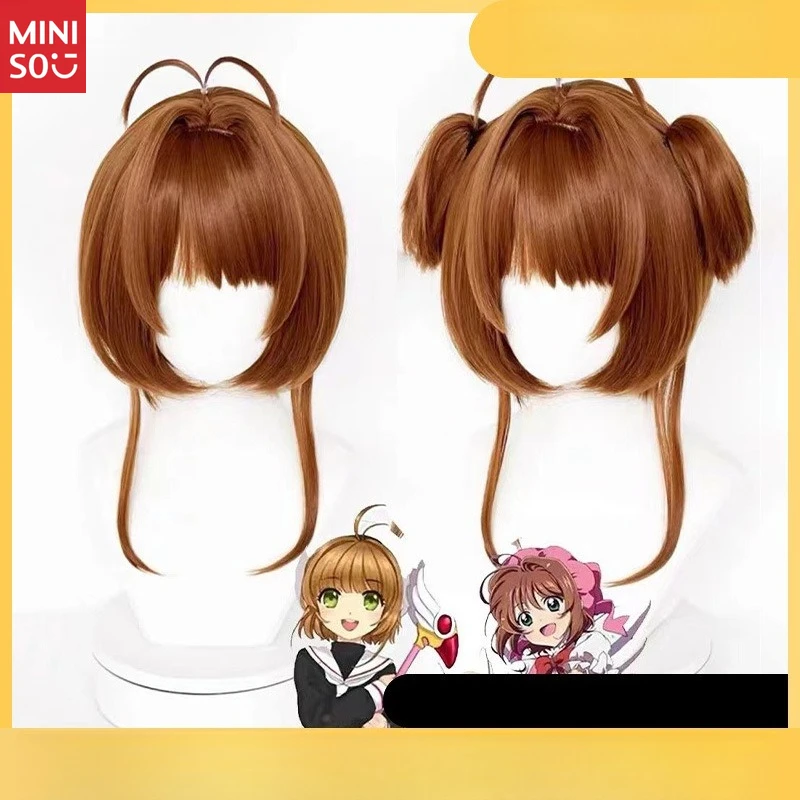 

Miniso Cardcaptor Sakura KINOMOTO SAKURA Cosplay Wig: Light/Dark Brown Bun Hairstyle with Hair Net