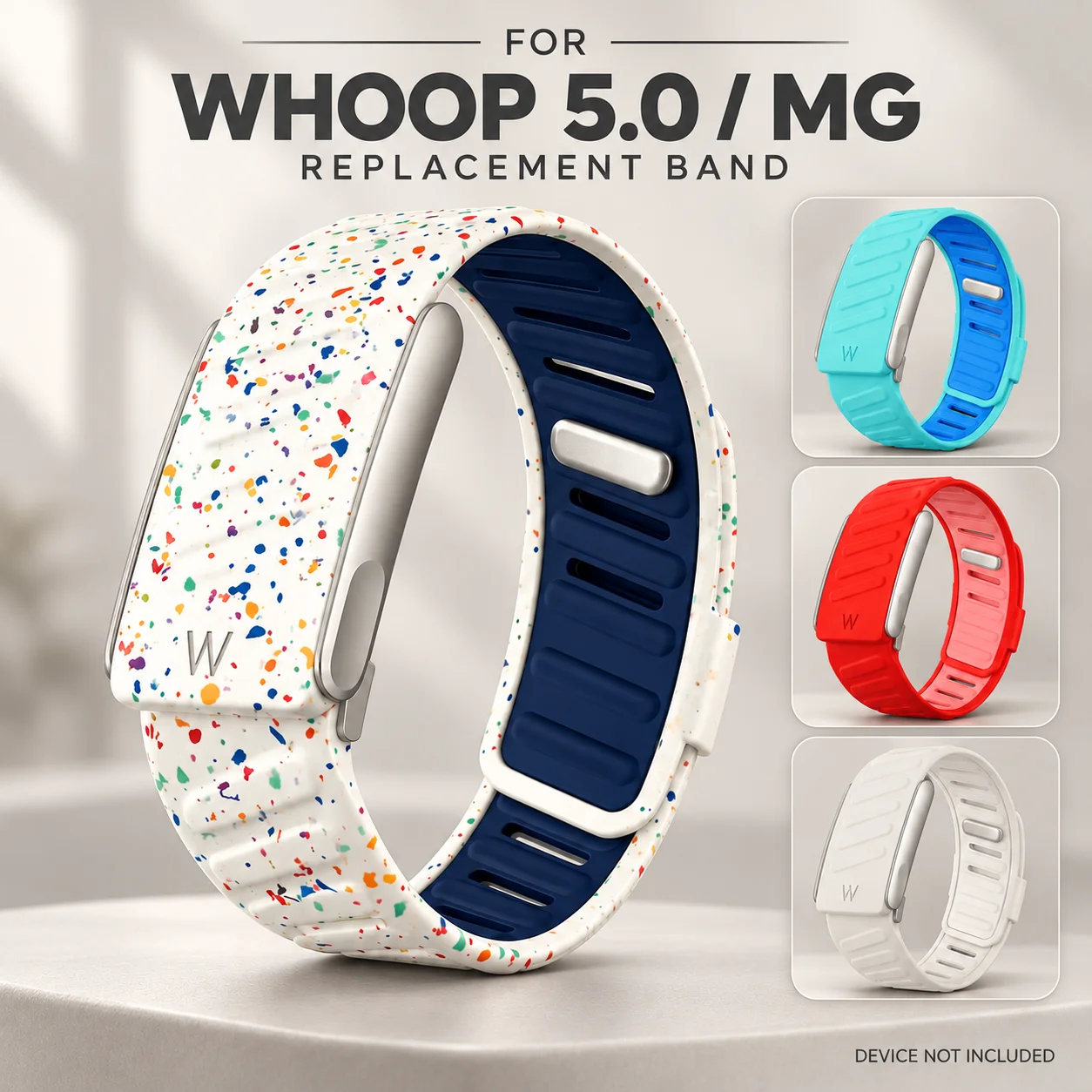 Silicone Sports Band for WHOOP 5.0/MG, Replacement Wrist Strap with Titanium U-Shaped Metal Frame, Fitness Tracker Accessories