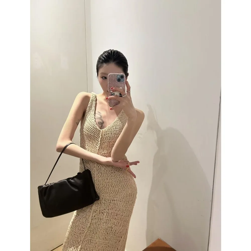 Lambskin Minimalist Portable Shoulder Underarm Oblique Span Texture Unique Fashion Simple Versatile Casual Niche Women's Bag