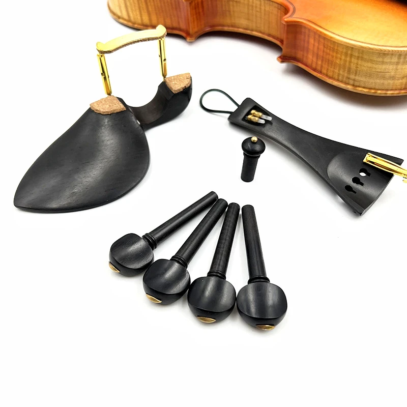 

4/4 скрипка, хорошая скрипка, аксессуары из черного дерева, детали, фурнитура, хвостовик + колки для настройки + наконечники + подставка для подбородка/держатель для подбородка + тонкий тюнер