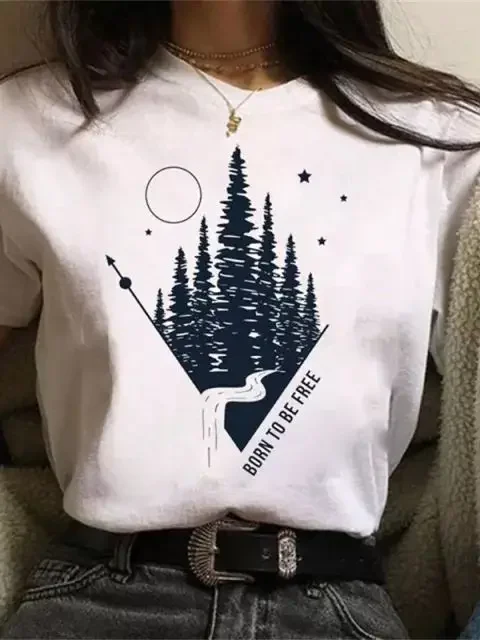 Maycaur Neue Lustige Print T Shirt Frauen Weiß und Schwarz Shirts Mode Rundhals Kurzarm T-Shirt Sommer Tees Casual Top