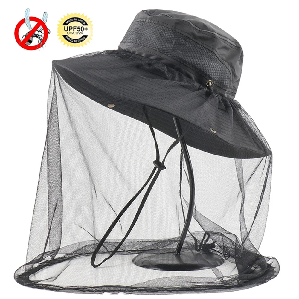 Outdoor Insect Proof Mesh Cap Foldable Sunshade Cap Multifunctional Sun Protection Fishing Cap Head Net Suitable For Hiking Camp