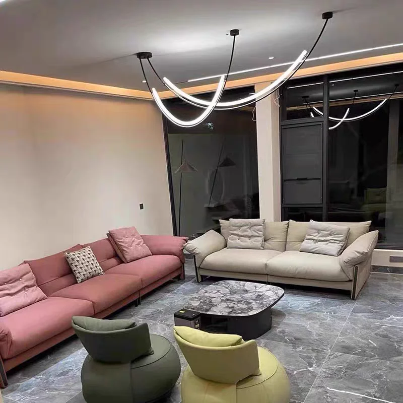 الفني منحني خط ضوء مصمم مطعم قلادة أضواء الحديثة الحد الأدنى منصة مشروبات غرفة المعيشة ديكور مصباح شريط طويل #6