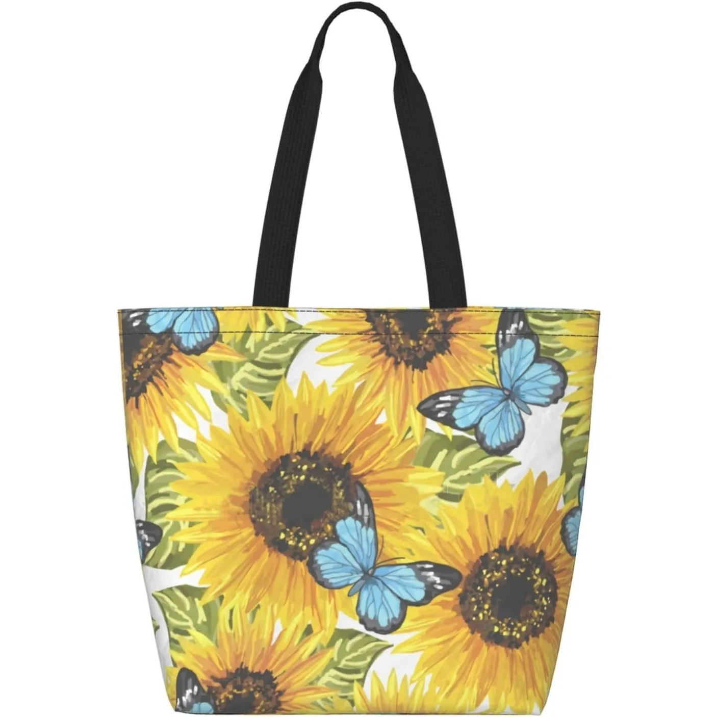 

Большая сумка-бабочка Sunflower Blue с карманом на молнии, многоразовая сумка для покупок, легкая