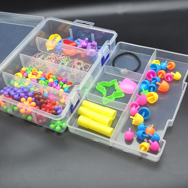 Multi-lattice transparent storage box partitions are adjustable and convenient to use, handicraft parts classification box