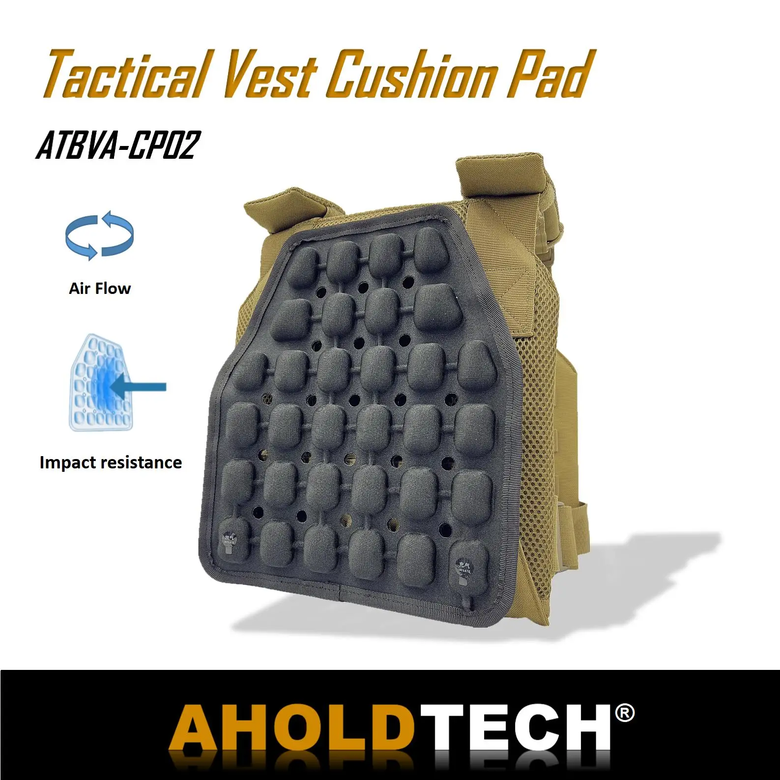 Aholdtech Breathable Airflow Tactical Crash Pad For Vest Removable Cushion Pad For Paintball Game Vest