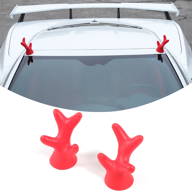 

For Corvette C8 2020-2025 Automotive Car Roof Small Deer Horn Three-Dimensional Decoration PVC Red Automotive Accessories