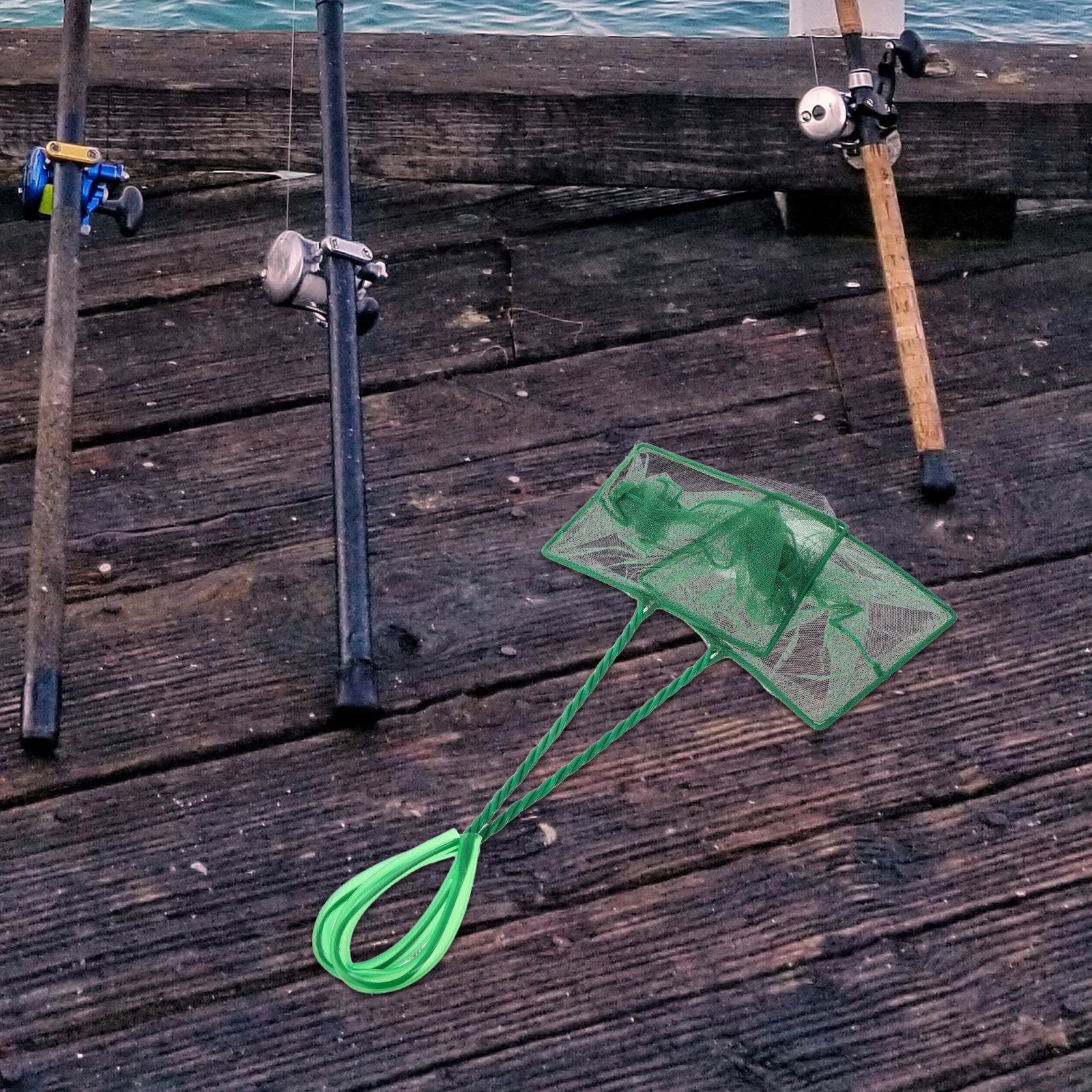 

2Pcs Square Accessory Tank Large Shrimp Supply Clean Long Fish Skimmer Cleaning Aquarium Net Small Tool