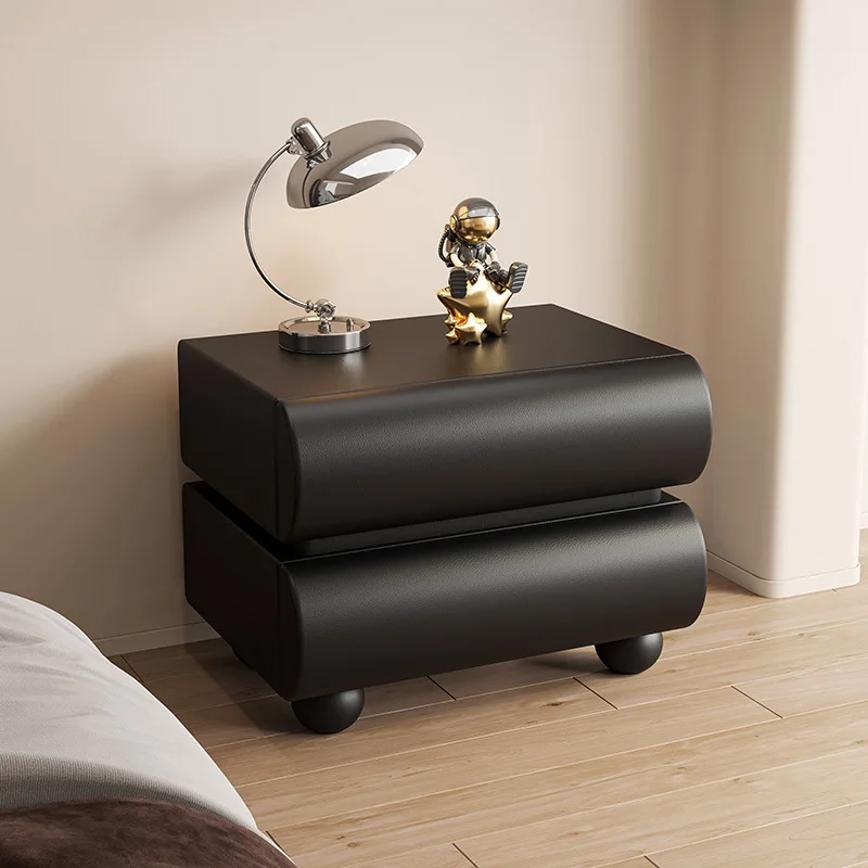 Simple modern solid wood cream wind bedside table Italian minimalist