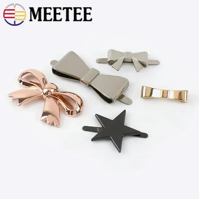 10/20Pcs Meetee Metal Bow-knot Buckles Shoes Handbag Leather Crafts Clasps Clothes Decor Labels DIY Luggage Hardware Accessories