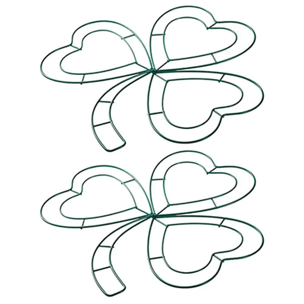 

2Pcs Metal Shamrock Wire Wreath Frame Iron DIY Supplies for St Patricks Day Party Room Decor Hanging Craft Rings