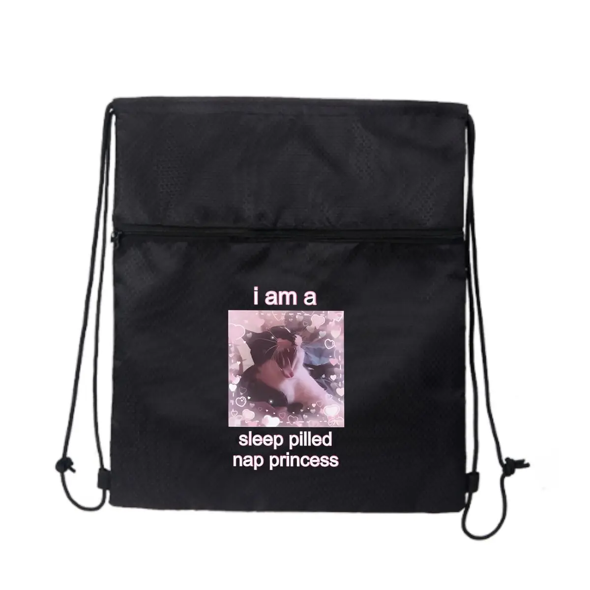 

Рюкзак с рисунком принцессы и кошки на шнурке для сна, школьная спортивная сумка унисекс для спортзала
