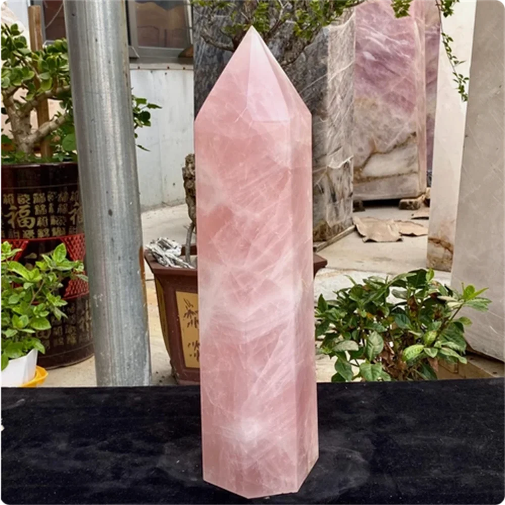 

Natural Rose Quartz Crystal Point Pink Crystal Column Hand Polished Hexagon Obelisk