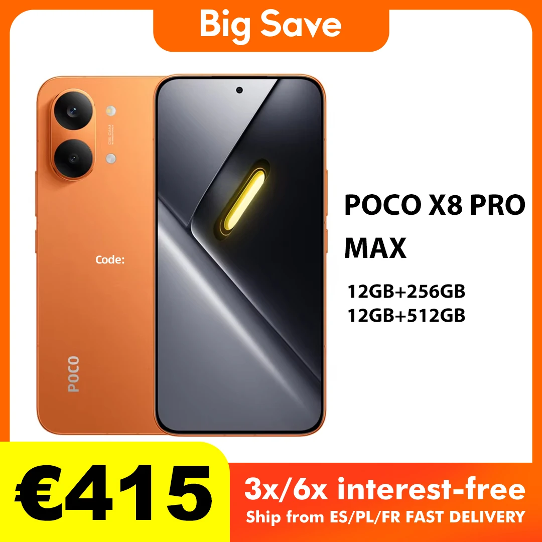 Teléfono Celular Original POCO X8 Pro Max 5G NFC con Batería Grande de 8500 mAh, Procesador MediaTek Dimensity 9500s, Pantalla AMOLED de 6.83 Pulgadas y 120 Hz, Carga Rápida HyperCharge de 100 W
