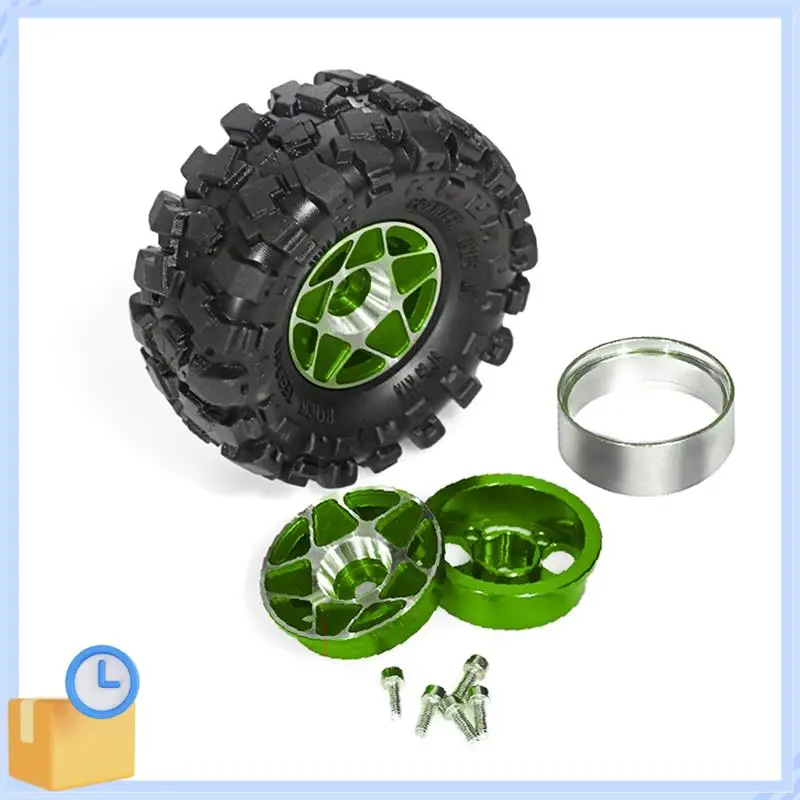 

ABTK-4Pcs 57Mm 1.0Inch Metal Beadlock Wheel Tire Set For 1/18 1/24 RC Crawler Car TRX4M SCX24 AX24 FCX24