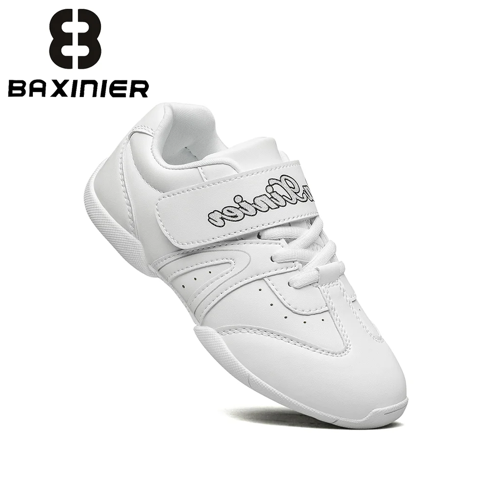 BAXINIER Maidens Ivory Sideline Kicks Featherweight Ventilated Teen Contest Trainers for Youngsters Choreography Drills