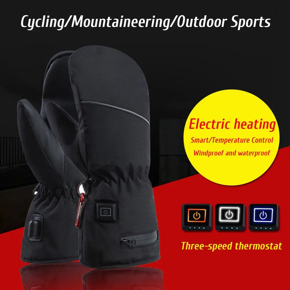

Lined Gloves Heated Mittens Rechargeable Thermal Breathable Soft for Women for Cycling