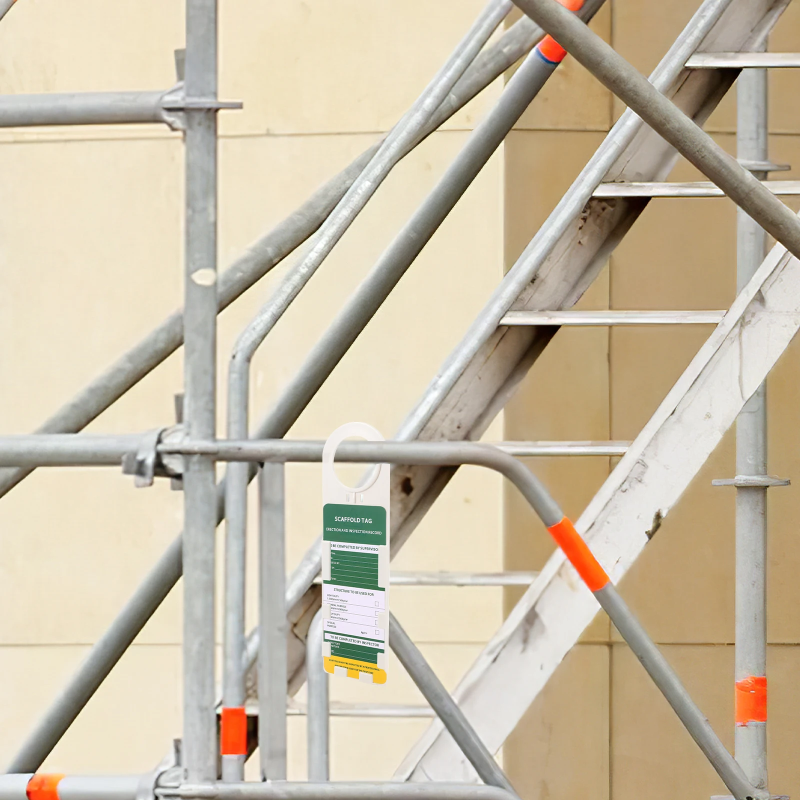 6pcs Safety Warning Sign Scaffold Tags PVC Writable Inspection Labels for Scaffolding Projects Industrial Traffic Signs