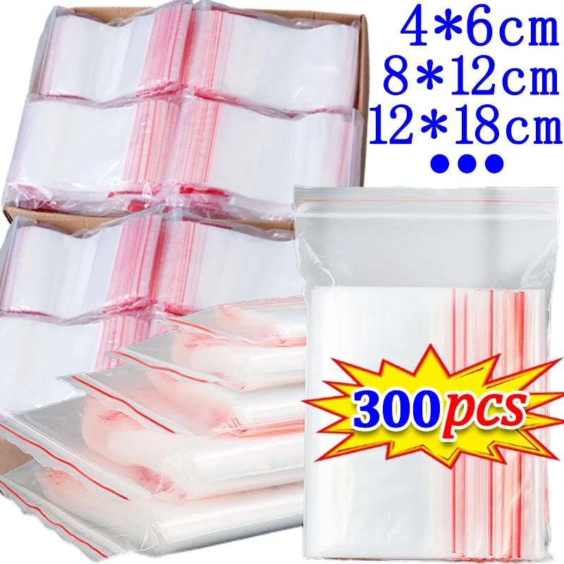 

100pcs Small Plastic Bags Reclosable Transparent Bag Vacuum Storage Bag Clear Bags Food Storage Bags plastic zip bag