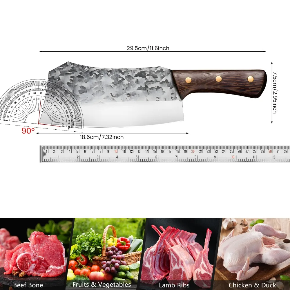 5Cr15 Stainless Steel Forged Kitchen Knives Chef Chopper Cooking Knives Wooden Handle Household Butcher Bone Cutting Knife