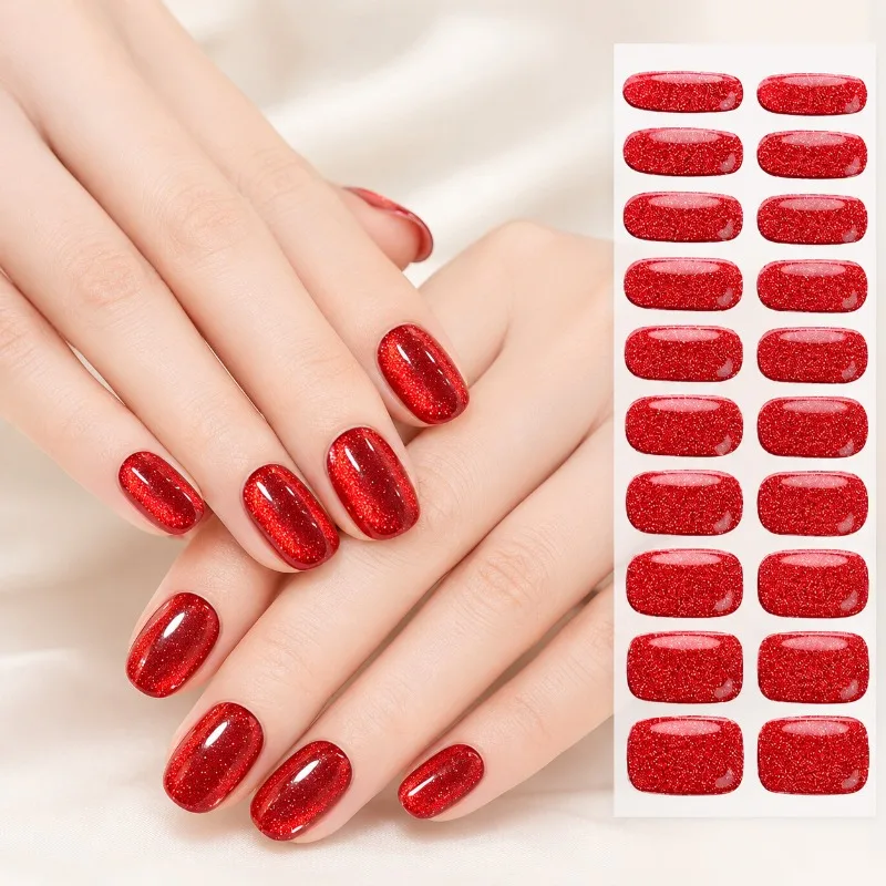 Solid Color Glitter Waterproof Nail Sticker, Shiny Self-adhesive Nail Sticker, Multi-color DIY Nail Art Decoration Accessories
