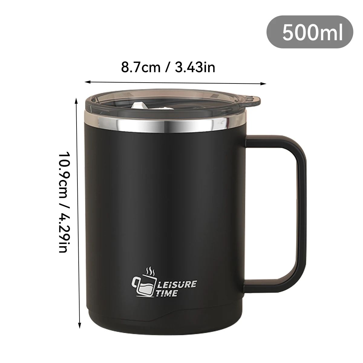 500ml Double-layer Mug 304 Stainless Steel Insulated Coffee Cup With Handle Portable Sealed Water Cup Drinkware For Student Kid image 3
