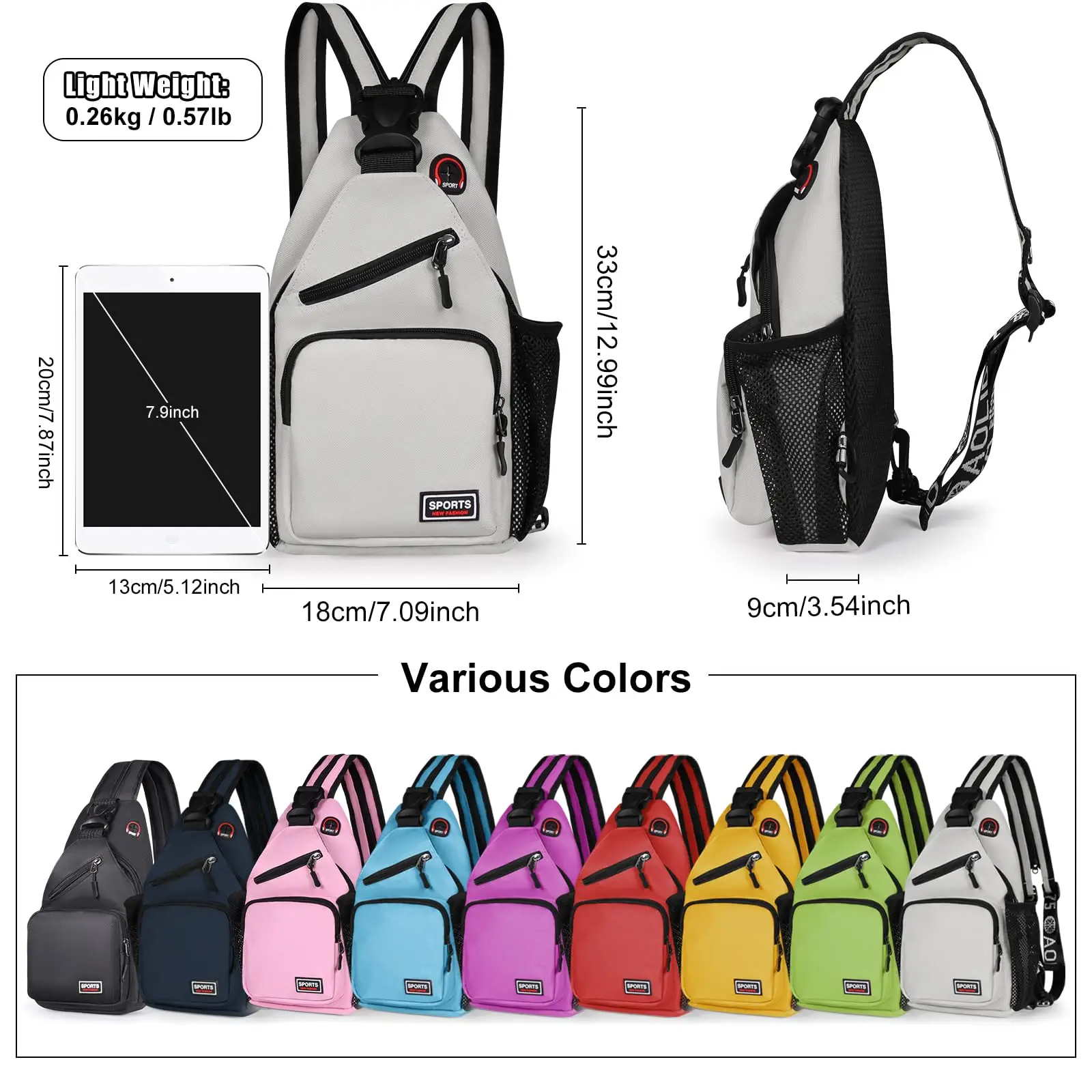 Geestock Crossbody Sling Bag Backpack for Men & Women, Convertible Shoulder Bag Waterproof Chest Bag For Daypack Travel Hiking