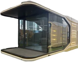 Customized Prefab Steel Frame House Hot Selling Mobile Prefab Space Capsule House with Balcony