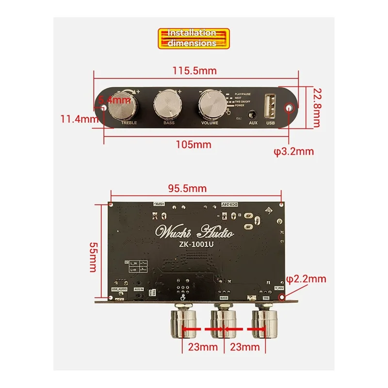 B04B-DIY المسرح المنزلي مع 2 قطعة بلوتوث 100 واط أحادية عالية مكبر كهربائي لوحات ZK-1001U