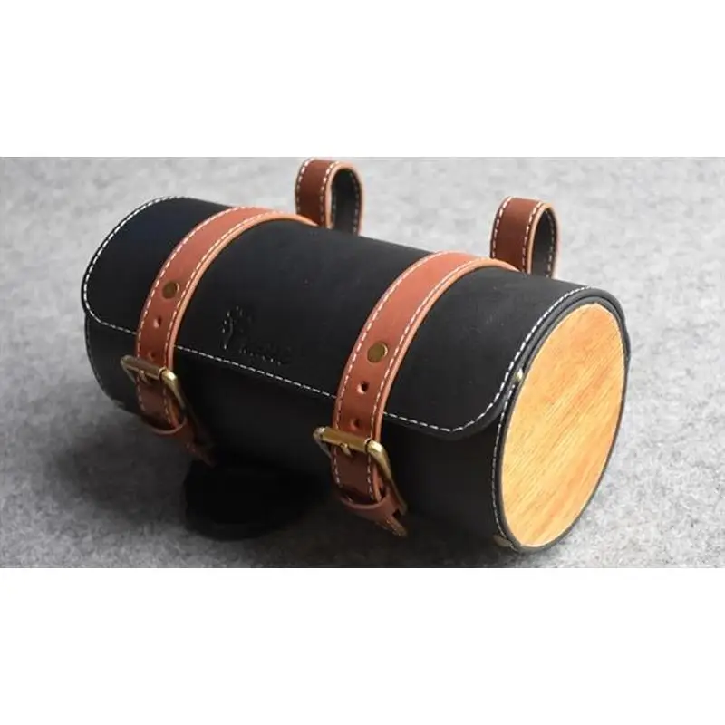 Bicycle bag handmade leather rainproof riding bag handlebar saddle bag fit brompton road bike MTB PU leather tool bag view 3