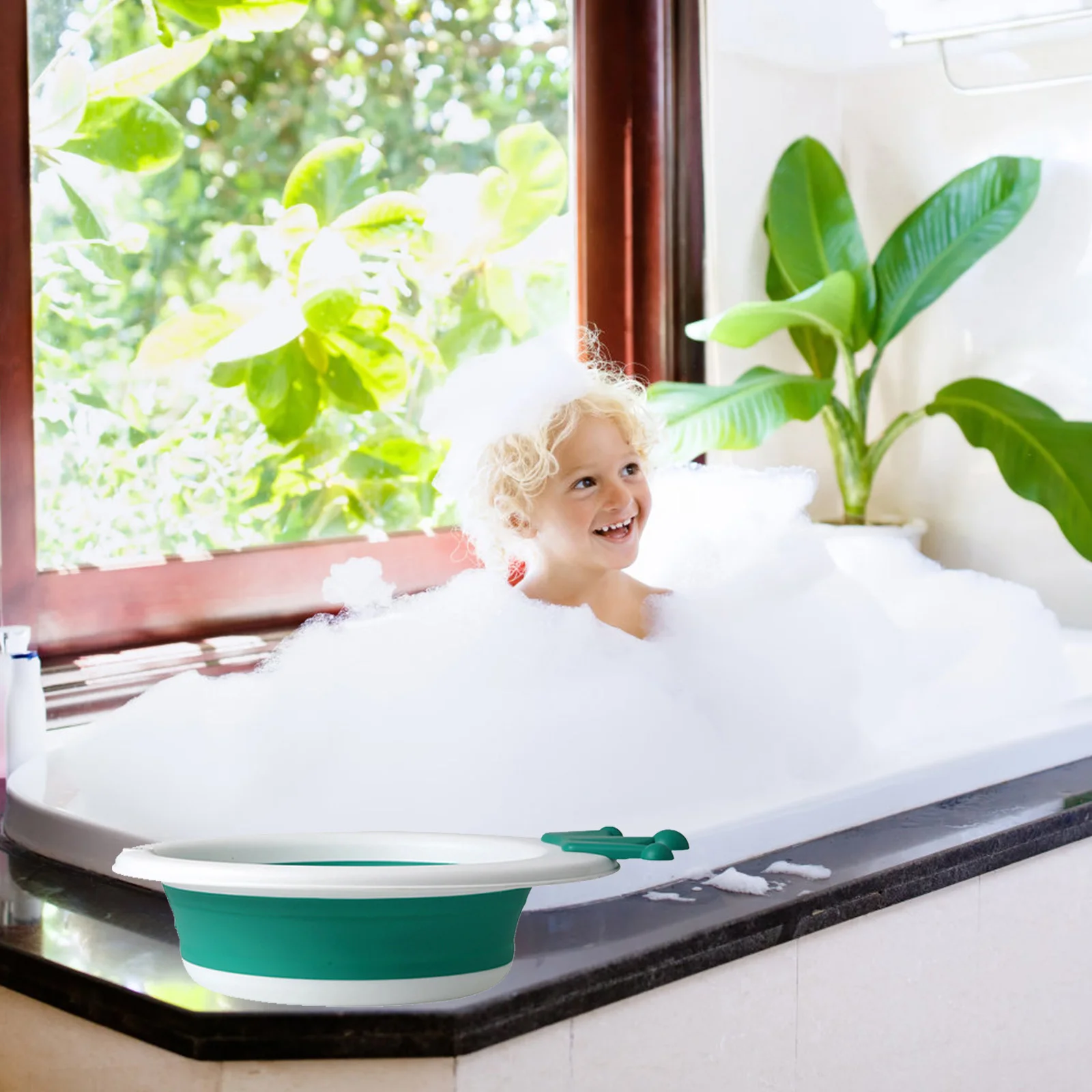 

1Pcs Baby Wash Basin Foldable Cartoon Infant Large Capacity Newborn Compact Durable Easy to Carry Baby Wash Basin