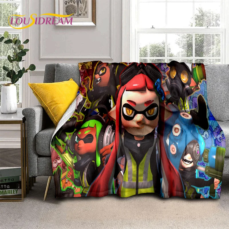 Cartoon PC Gamer 3D Games Splatoon Blanket,Soft Throw Blanket for Home Bedroom Bed Sofa Picnic Travel Office Cover Blanket Kids