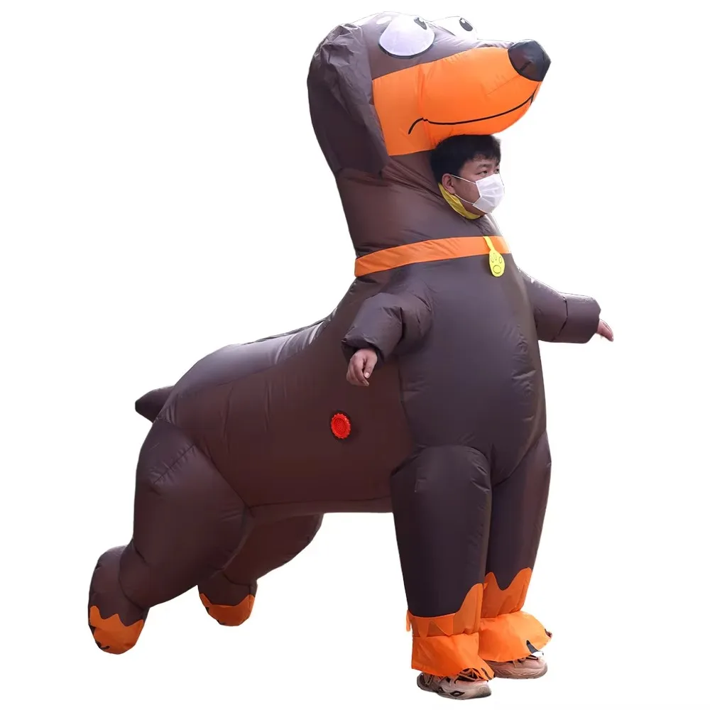 New Adult Sausage Dog Double Dog Inflatable Clothing Festival Party Funny Stage Performance Creative Dress Up view 3