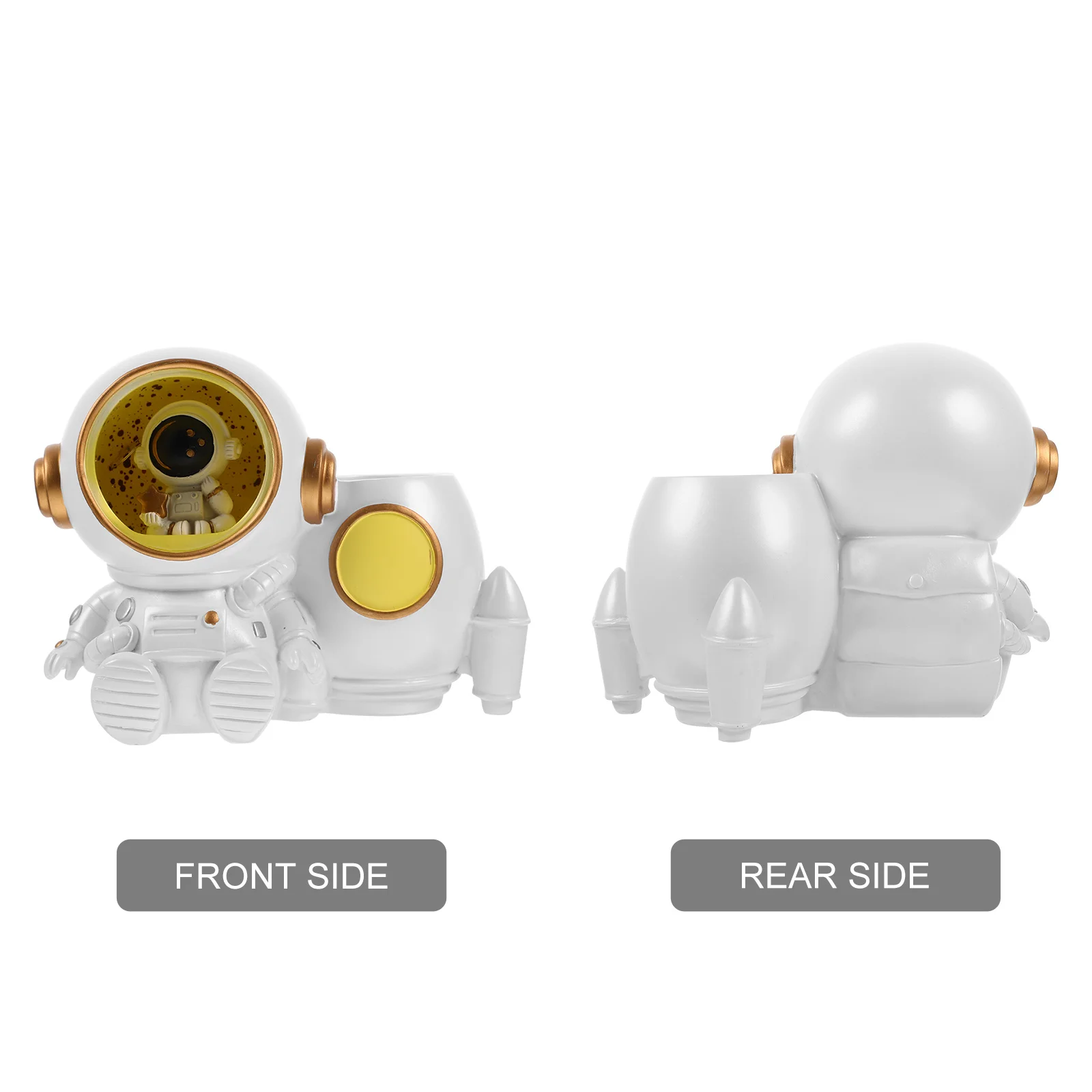 

LED Astronaut Pen Holder Resin Cartoon Desktop Organizer Lighted Spaceman Stationery Pot Pencil Makeup Brush Storage Holder