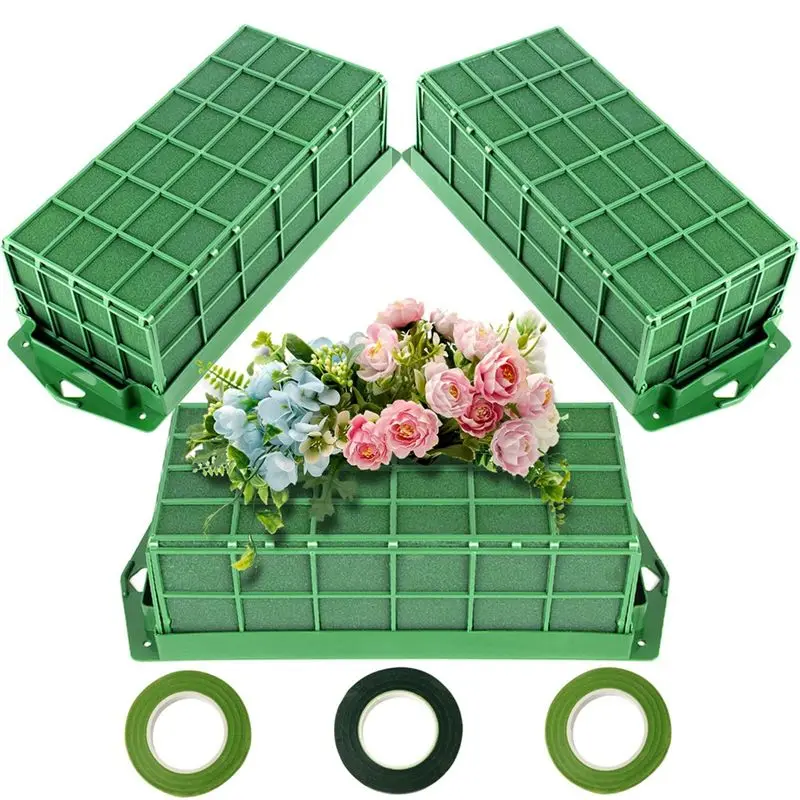 ABRW-Floral Foam Cage, 3 Pack Floral Foam Blocks For Flower, Flower Holder With Floral Foam, Cage Bowl Flower Foam Durable