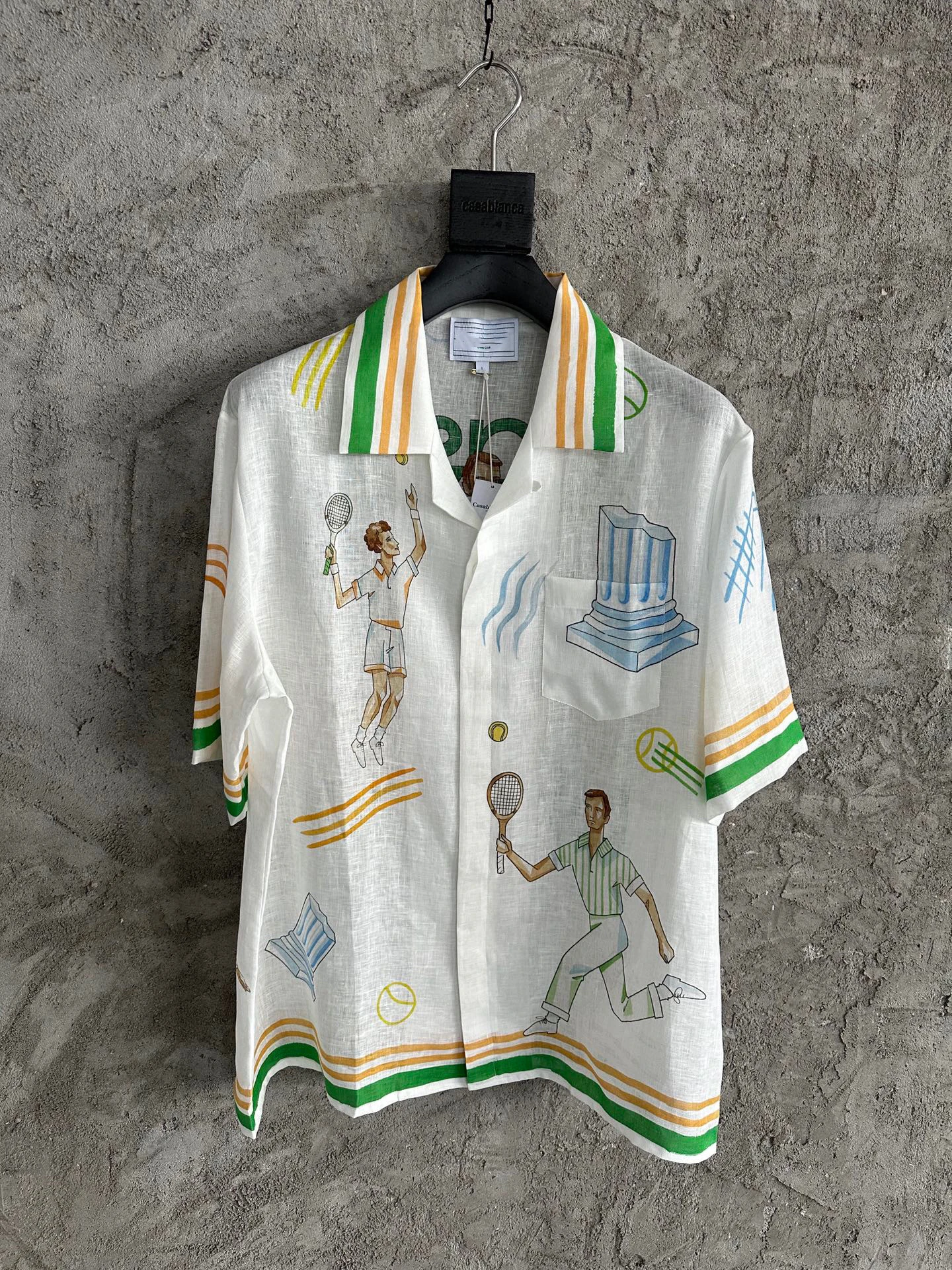 

CA 2023SS wavy silk short-sleeved shirt Silk short sleeve Tennis court pattern