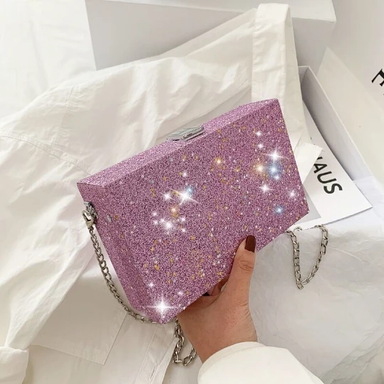 White Bright  New OL Women Party Bags Box Hard Mini Shoulder Handbags Trend Design Chain Hasp Bags Coin Purse Single Square Bag